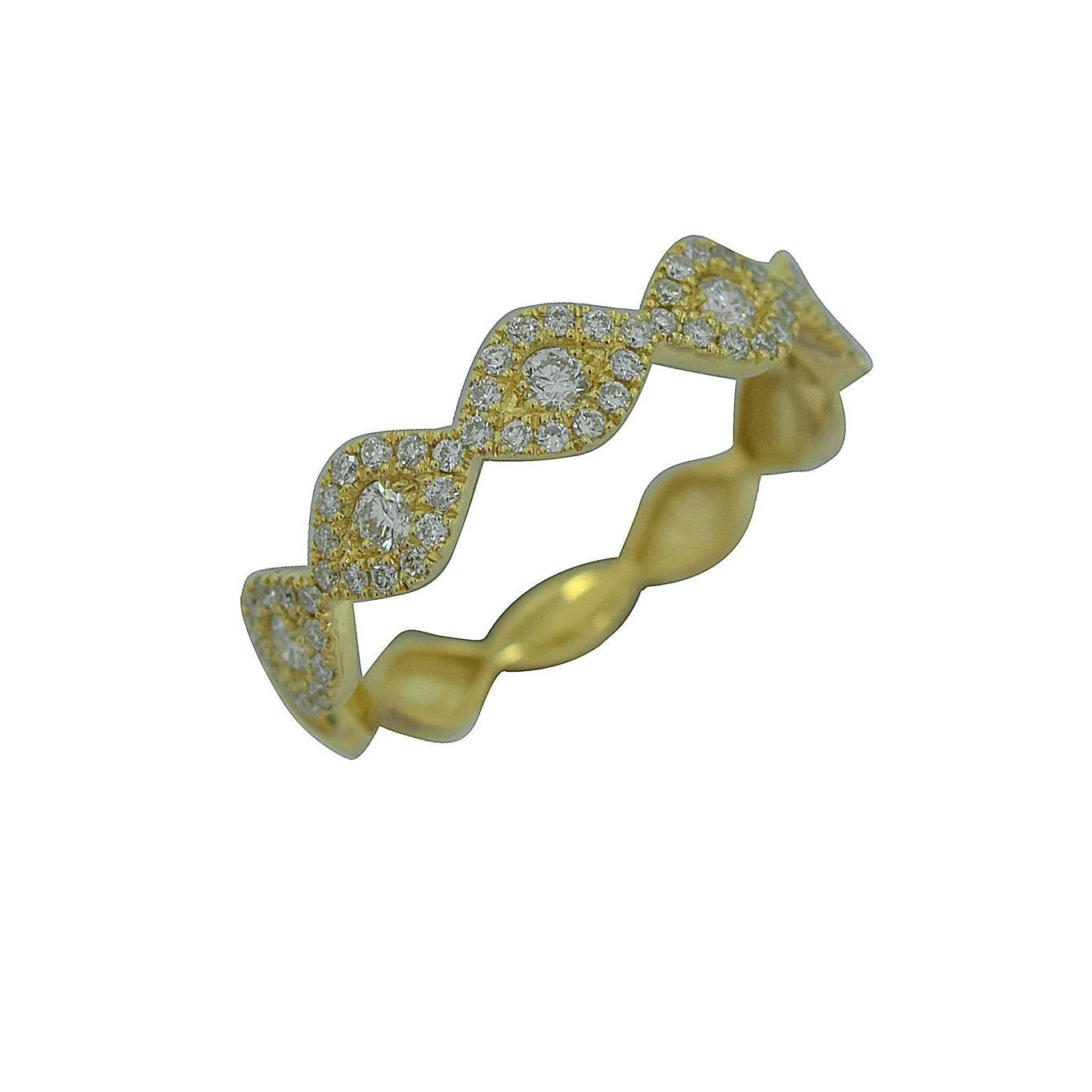 OBFJ0085 - 14K Gold Round Diamond Marquise Halo Half Eternity Ring 1