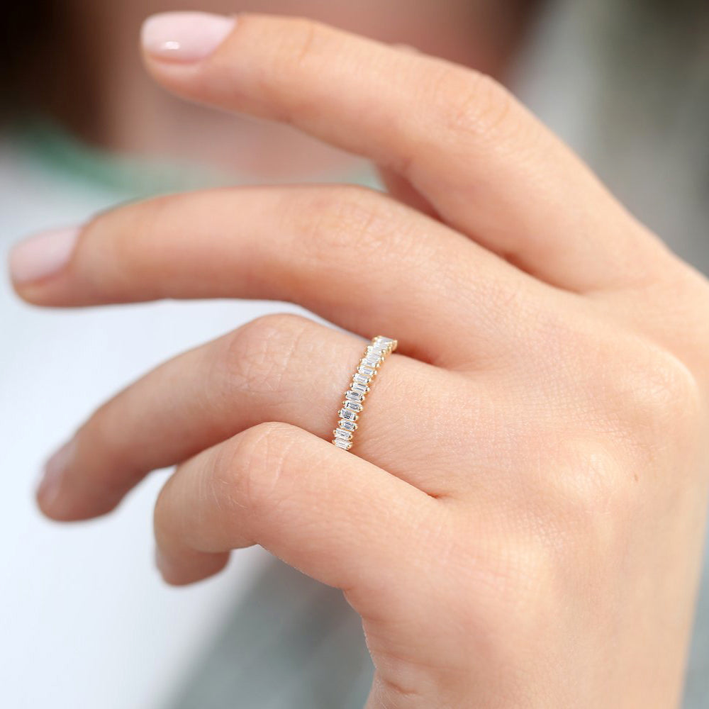 OBFJ1793 - 14K Gold Stackable Vertical Baguette Diamond Ring 3