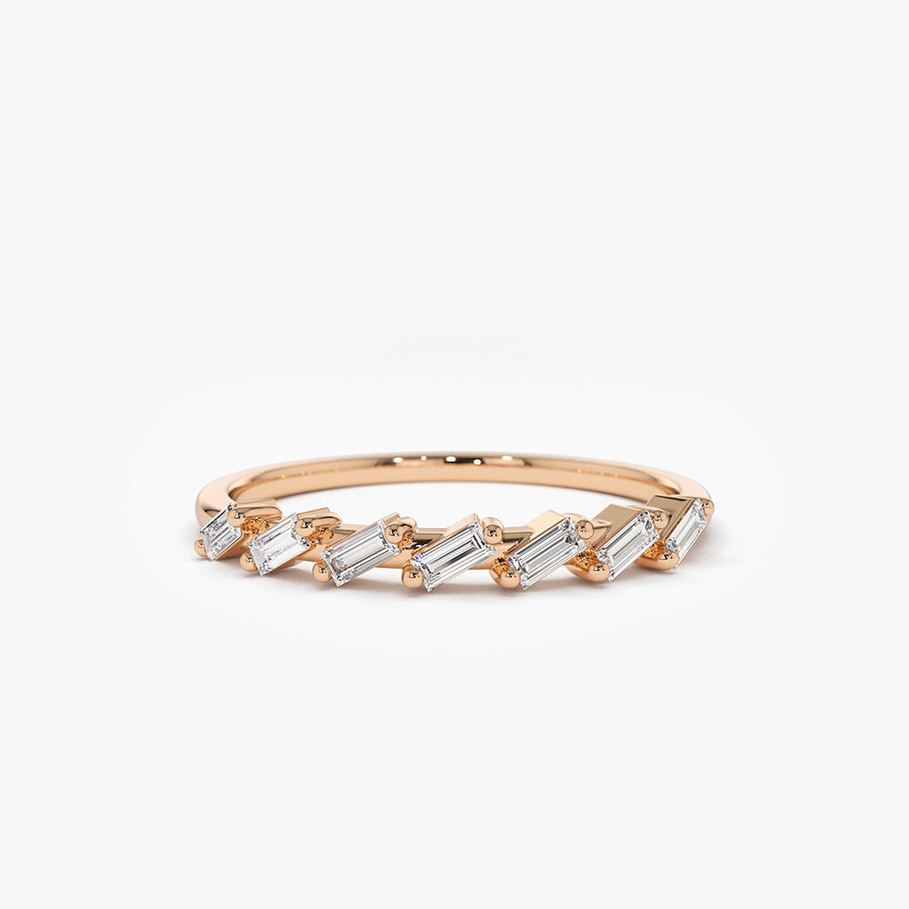 OBFJ1794 - 14k 7 Stone Slanted Baguette Diamond Ring 5