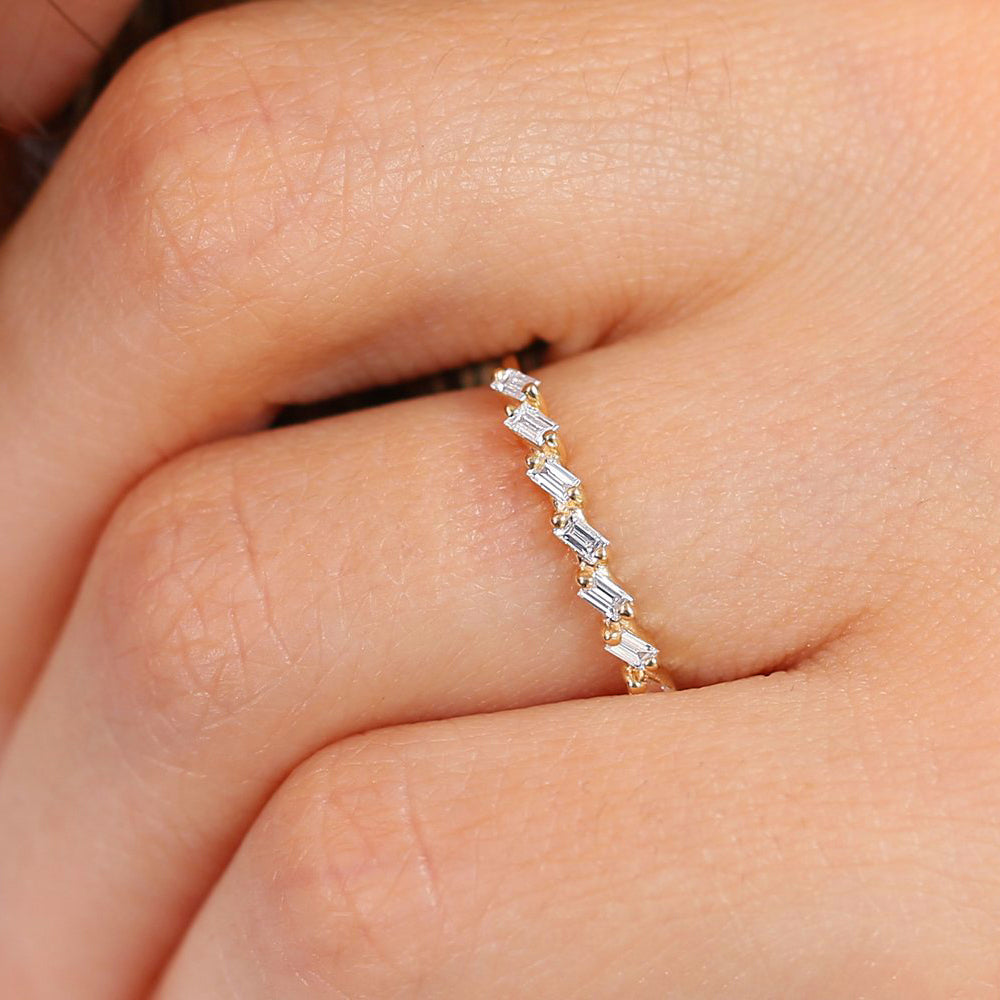 OBFJ1794 - 14k 7 Stone Slanted Baguette Diamond Ring 2