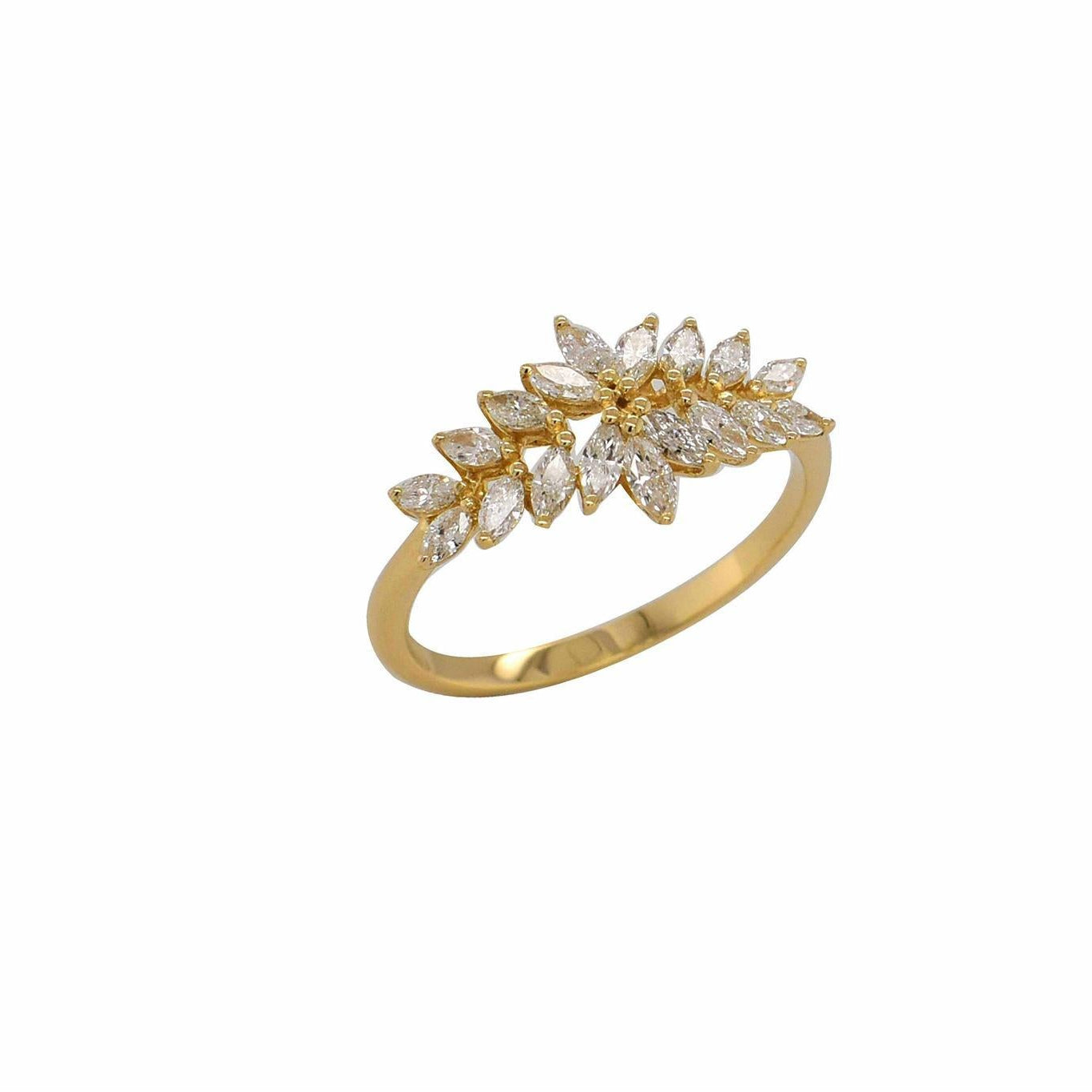 OBFJ0081 - 14K Gold Marquise Botanical Inspired Statement Ring 1