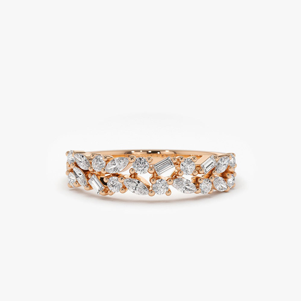 OBFJ1796 - 14K Marquise Baguette and Round Diamond Anniversary Band 4