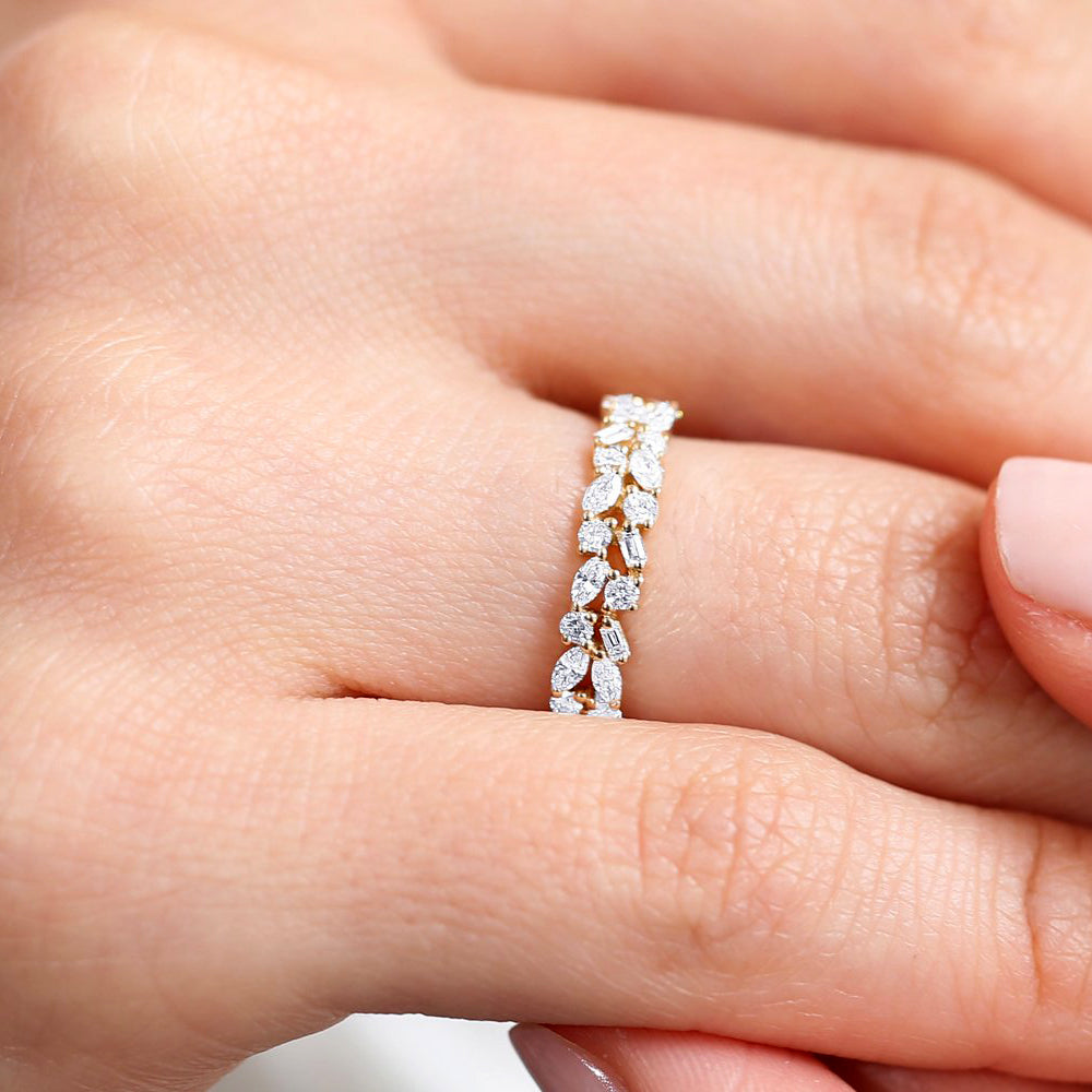 OBFJ1796 - 14K Marquise Baguette and Round Diamond Anniversary Band 2