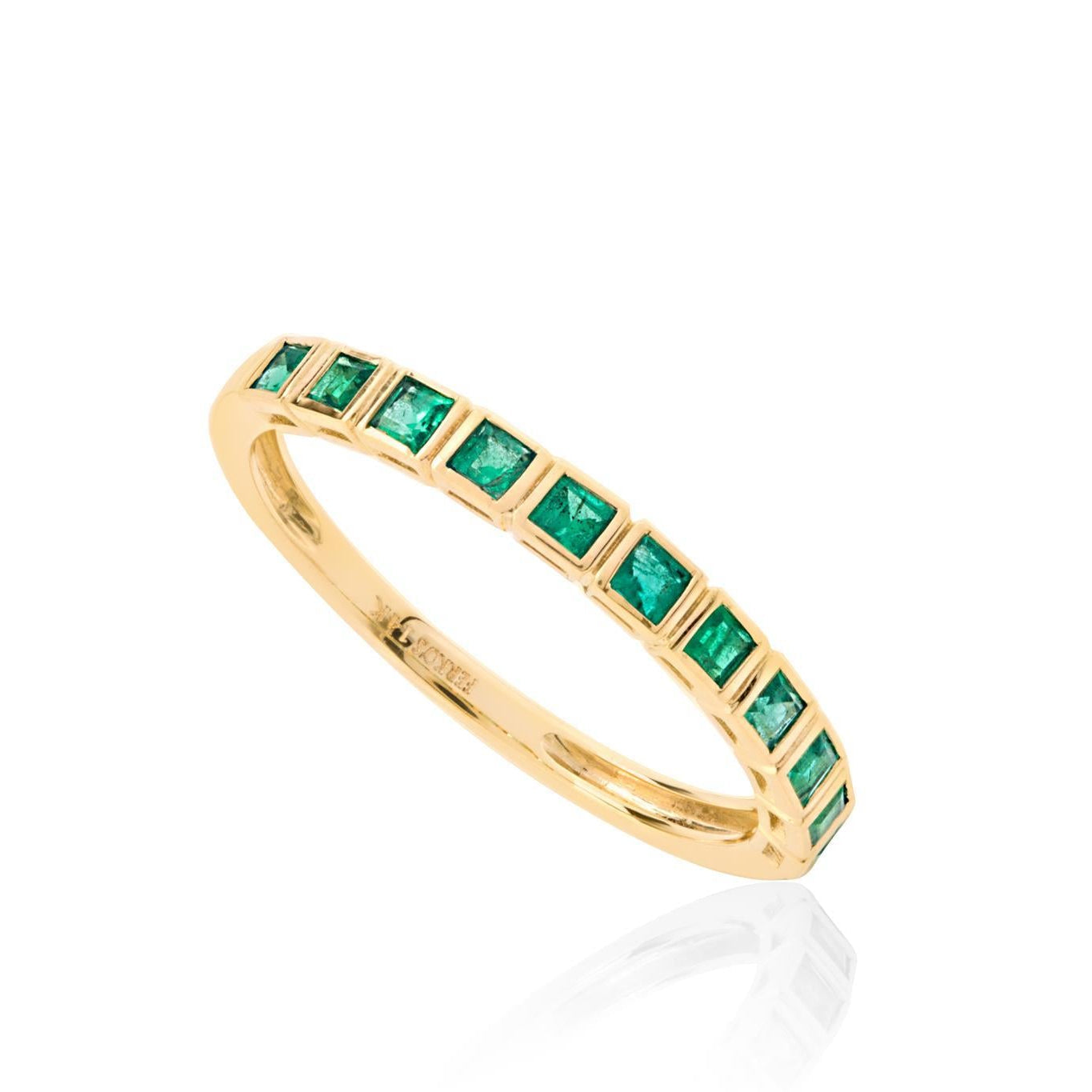 OBFJ0080 - 14K Gold Burnish Princess Cut Emerald Stacking Ring 1