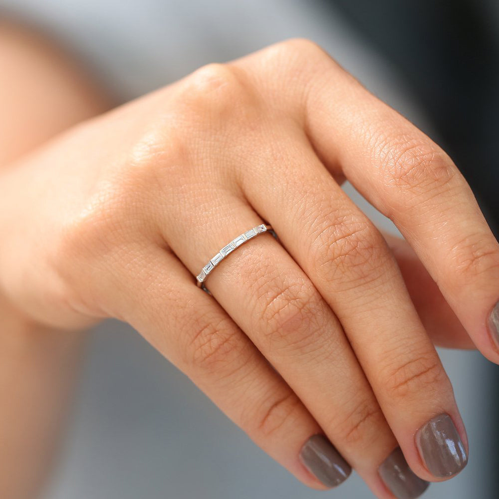 OBFJ1808 - 14K 7 Stone Baguette Diamond Wedding Ring 2