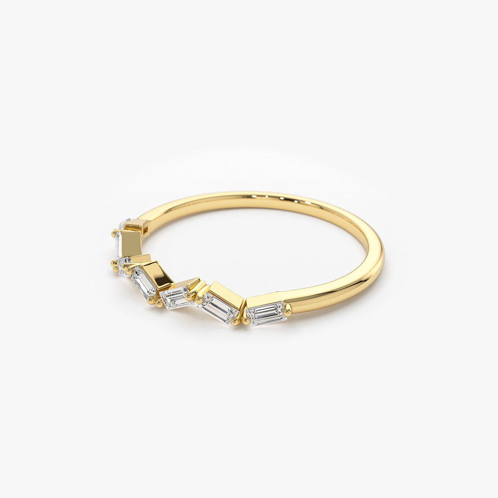 OBFJ1817 - 14K Slanted Baguette Diamond Stacking Ring 6
