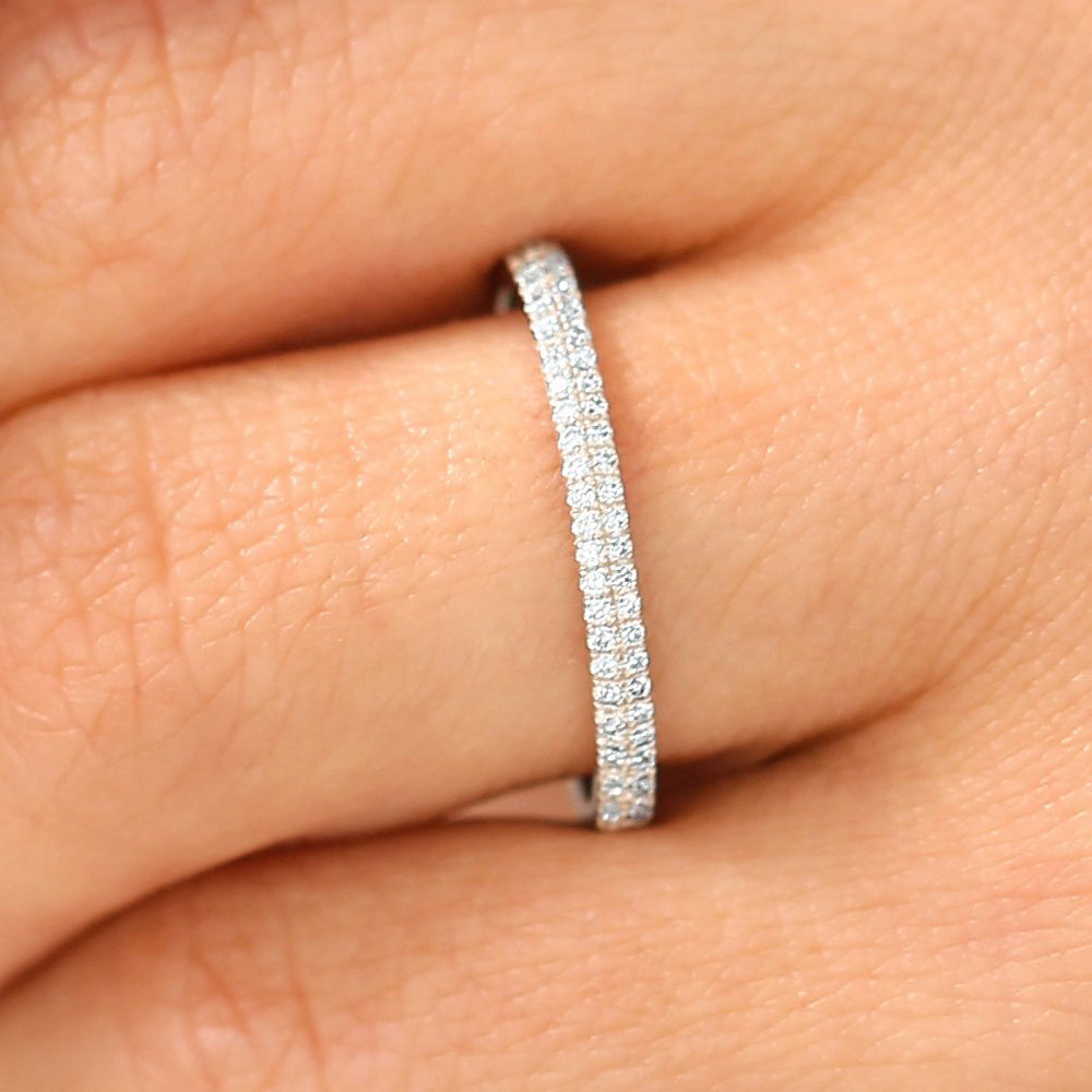OBFJ1805 - 14K Double Row Micro Pave Diamond Ring 2