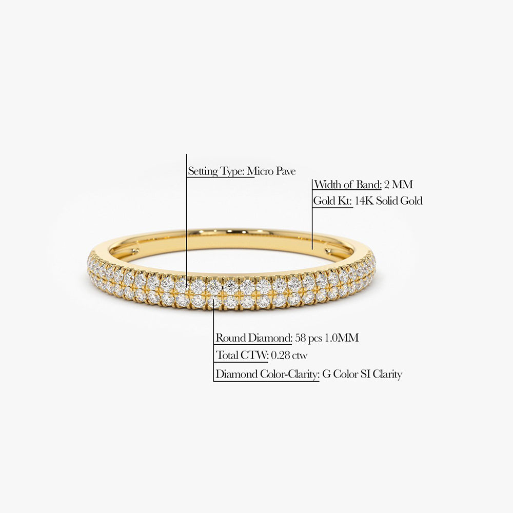 OBFJ1805 - 14K Double Row Micro Pave Diamond Ring 7