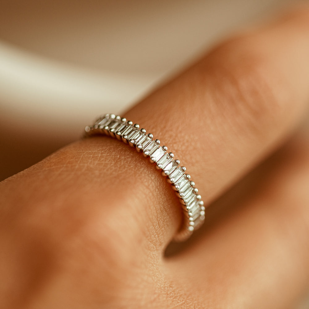 OBFJ1814 - 14K Prong Setting Full Eternity Baguette Diamond Ring 2
