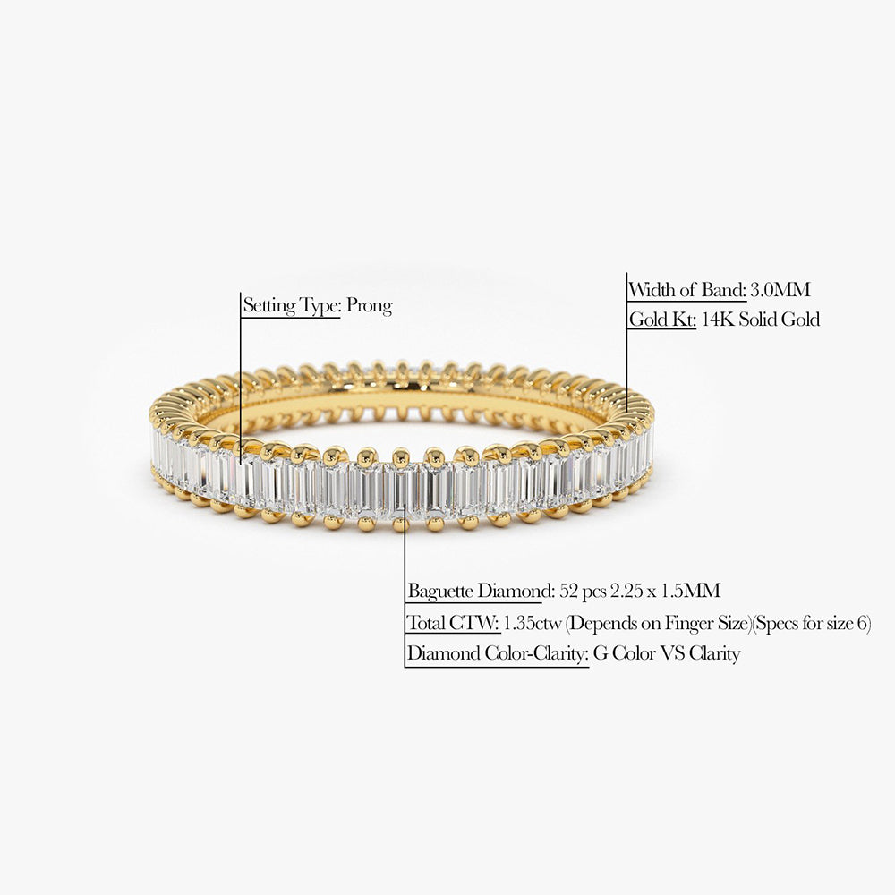 OBFJ1814 - 14K Prong Setting Full Eternity Baguette Diamond Ring 8