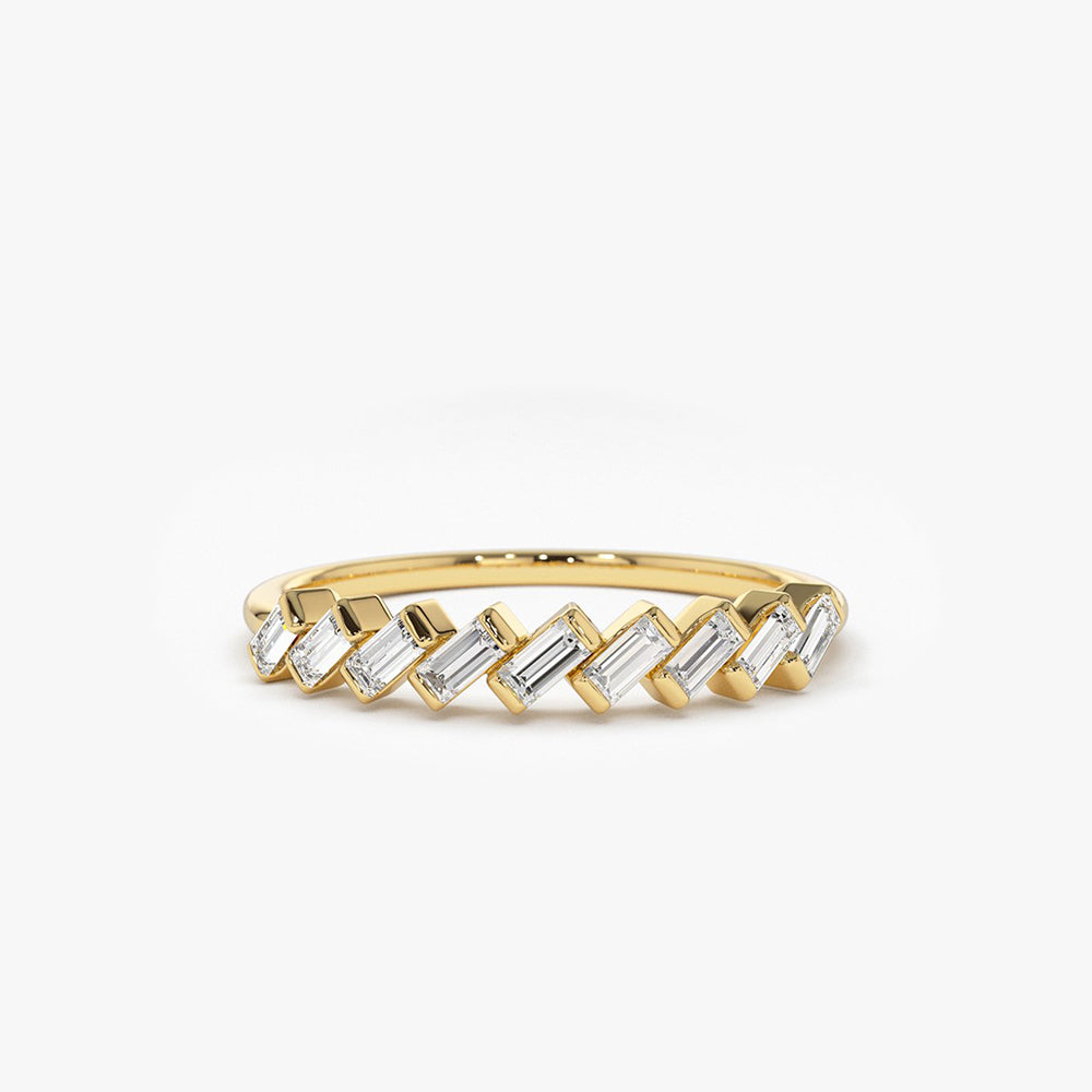 OBFJ1815 - 14K Slanted Channel Set Baguette Diamond Ring 1