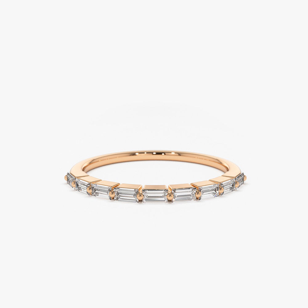 OBFJ1890 - 14K Shared Prong Half Eternity Baguette Diamond Ring 5