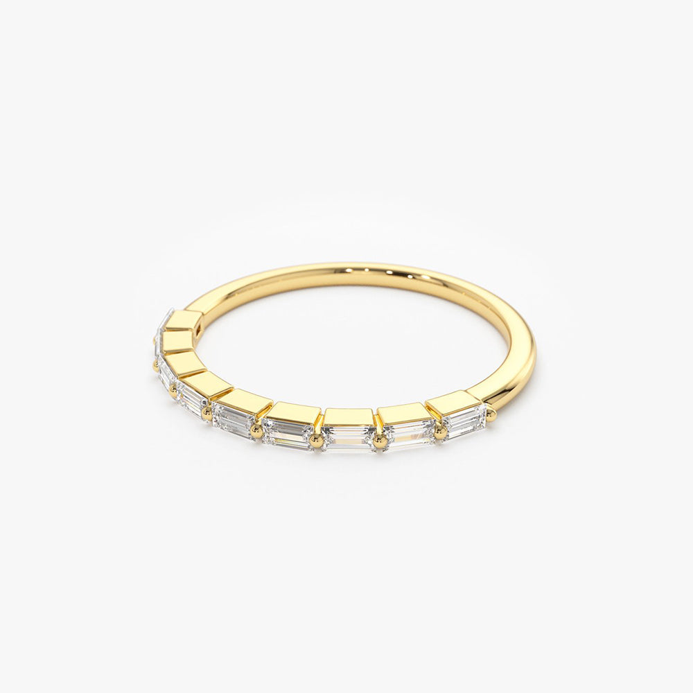 OBFJ1890 - 14K Shared Prong Half Eternity Baguette Diamond Ring 7