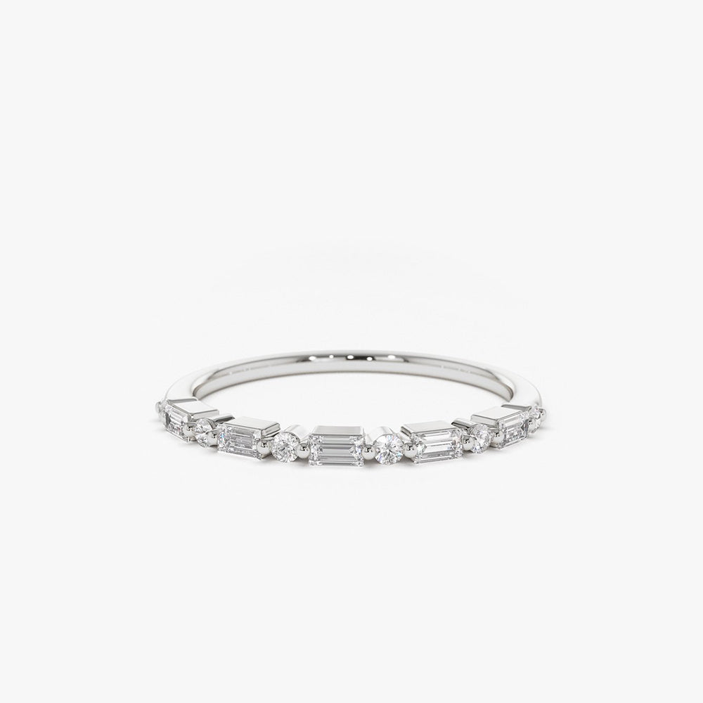 OBFJ1440 - 14K Baguette and Round Diamond Ring 6