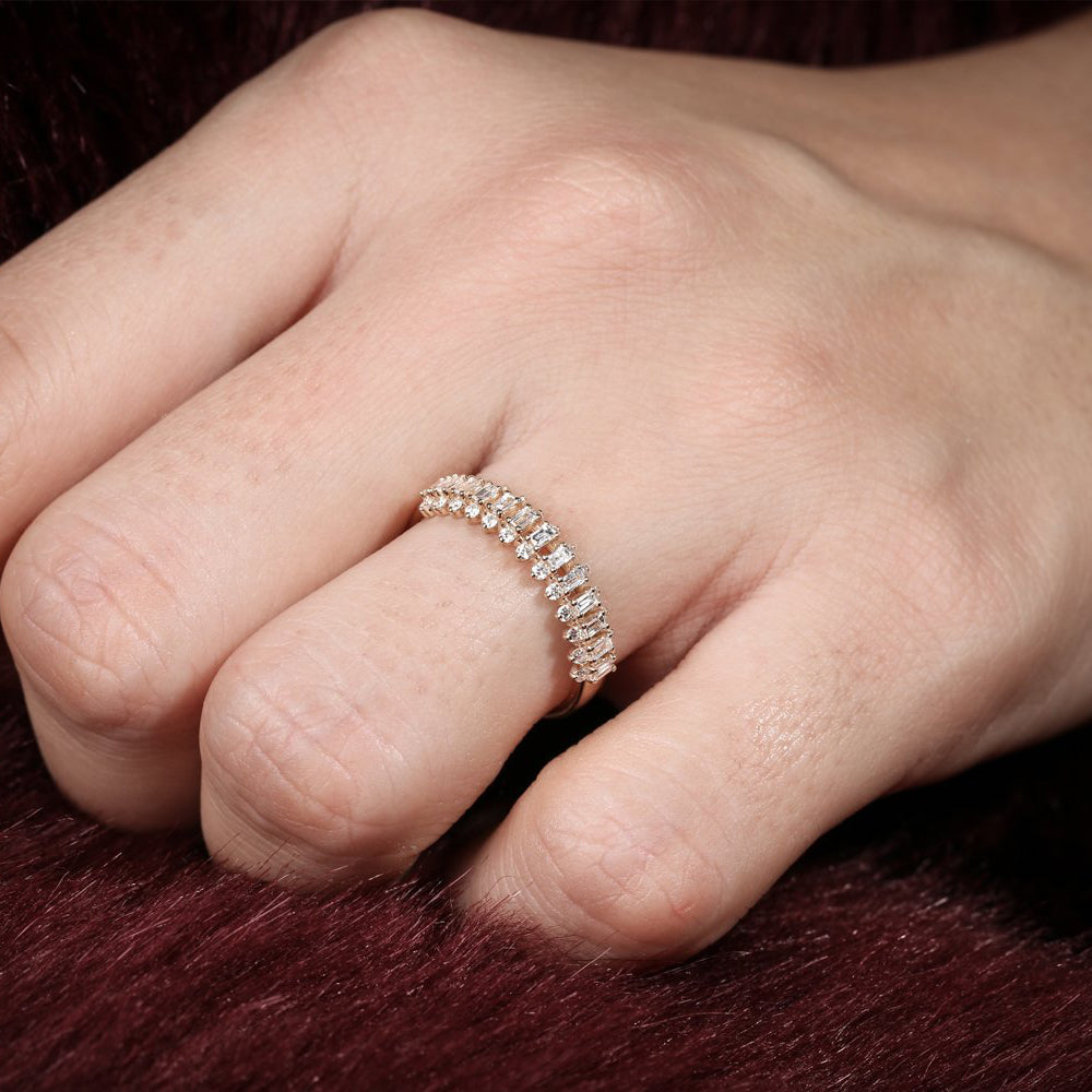 OBFJ1889 - 14K Bagguete Diamond Anniversary Ring 4