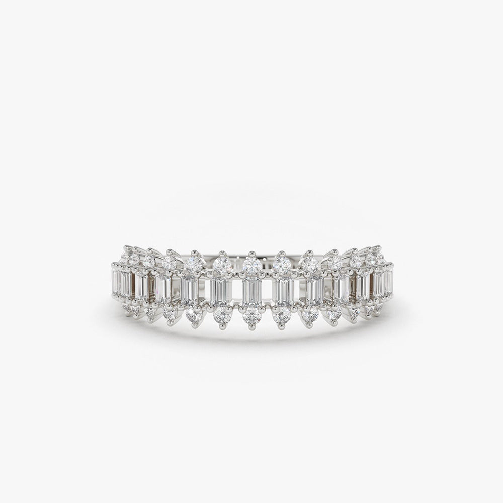 OBFJ1889 - 14K Bagguete Diamond Anniversary Ring 6