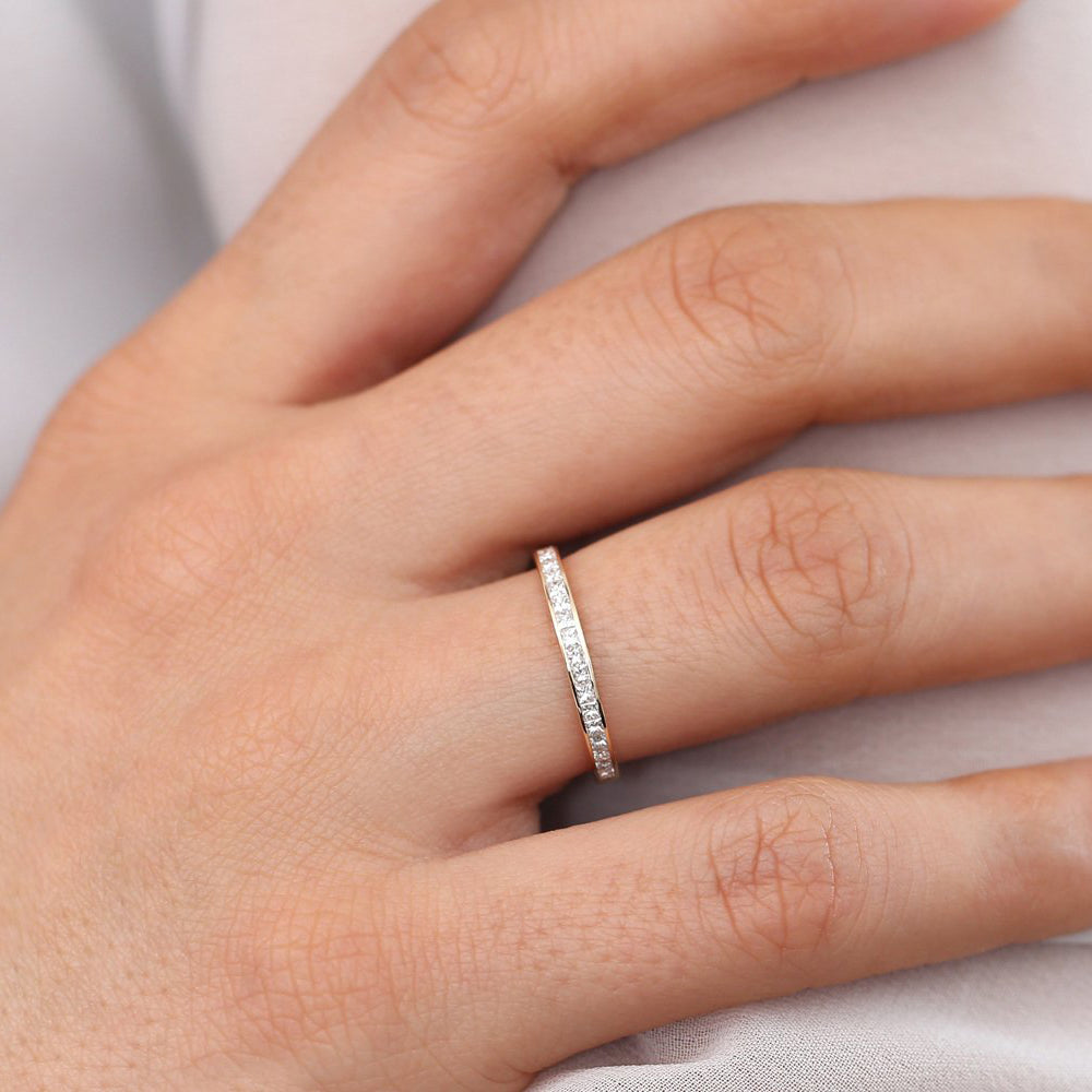 OBFJ1955 - 14k Channel Setting Princess Cut Half Eternity Diamond Ring 2