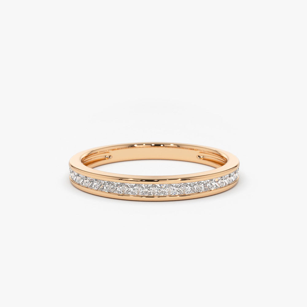 OBFJ1955 - 14k Channel Setting Princess Cut Half Eternity Diamond Ring 5