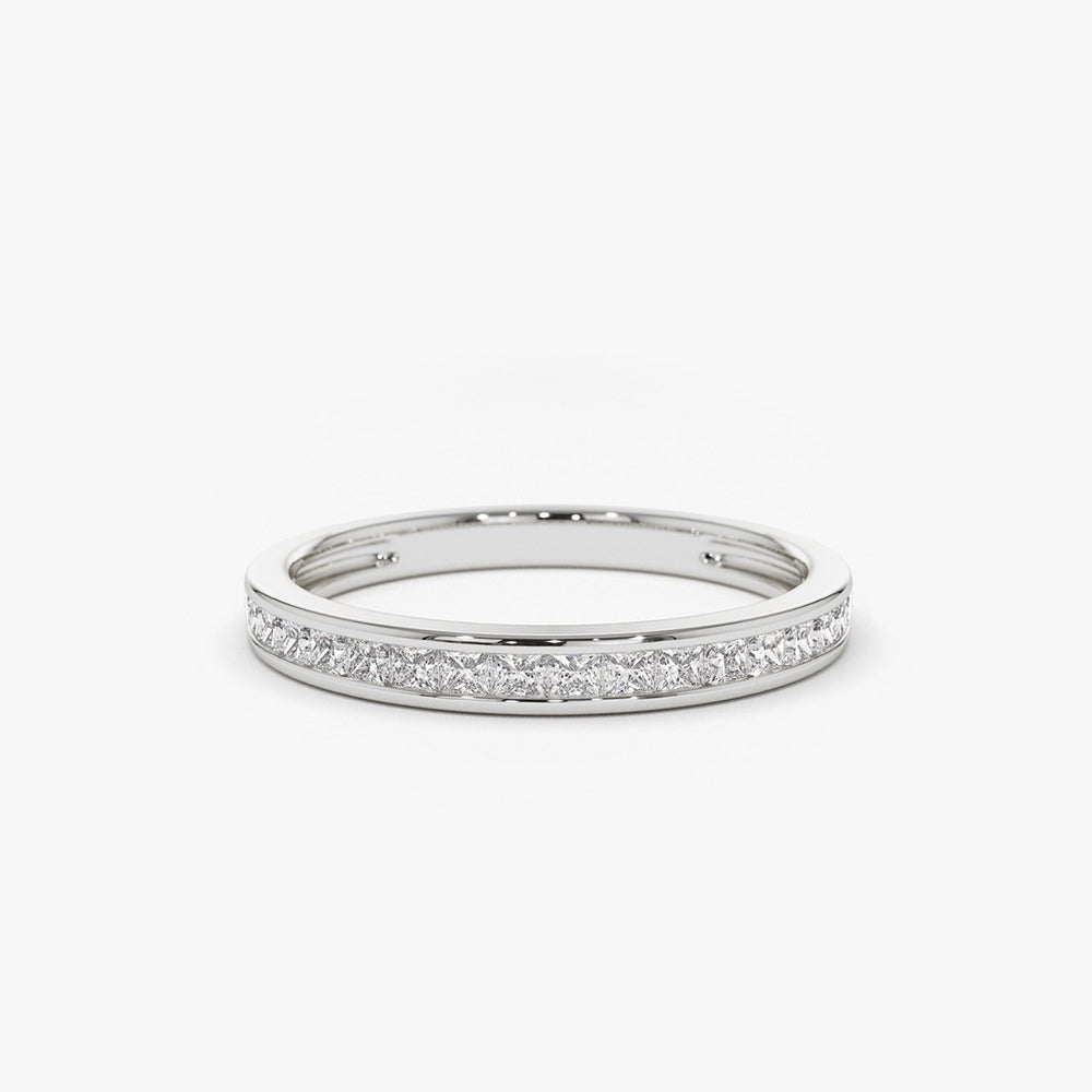OBFJ1955 - 14k Channel Setting Princess Cut Half Eternity Diamond Ring 6