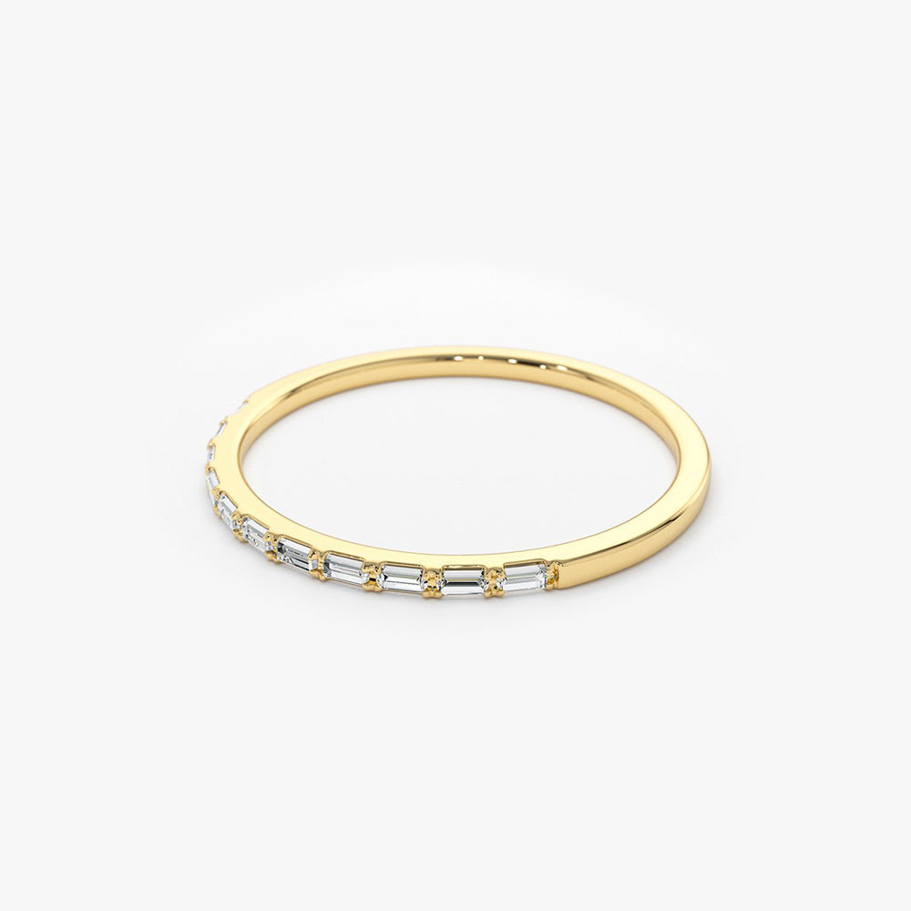 OBFJ1810 - 14K Ultra Thin Half Eternity Baguette Diamond Stackable Ring 9