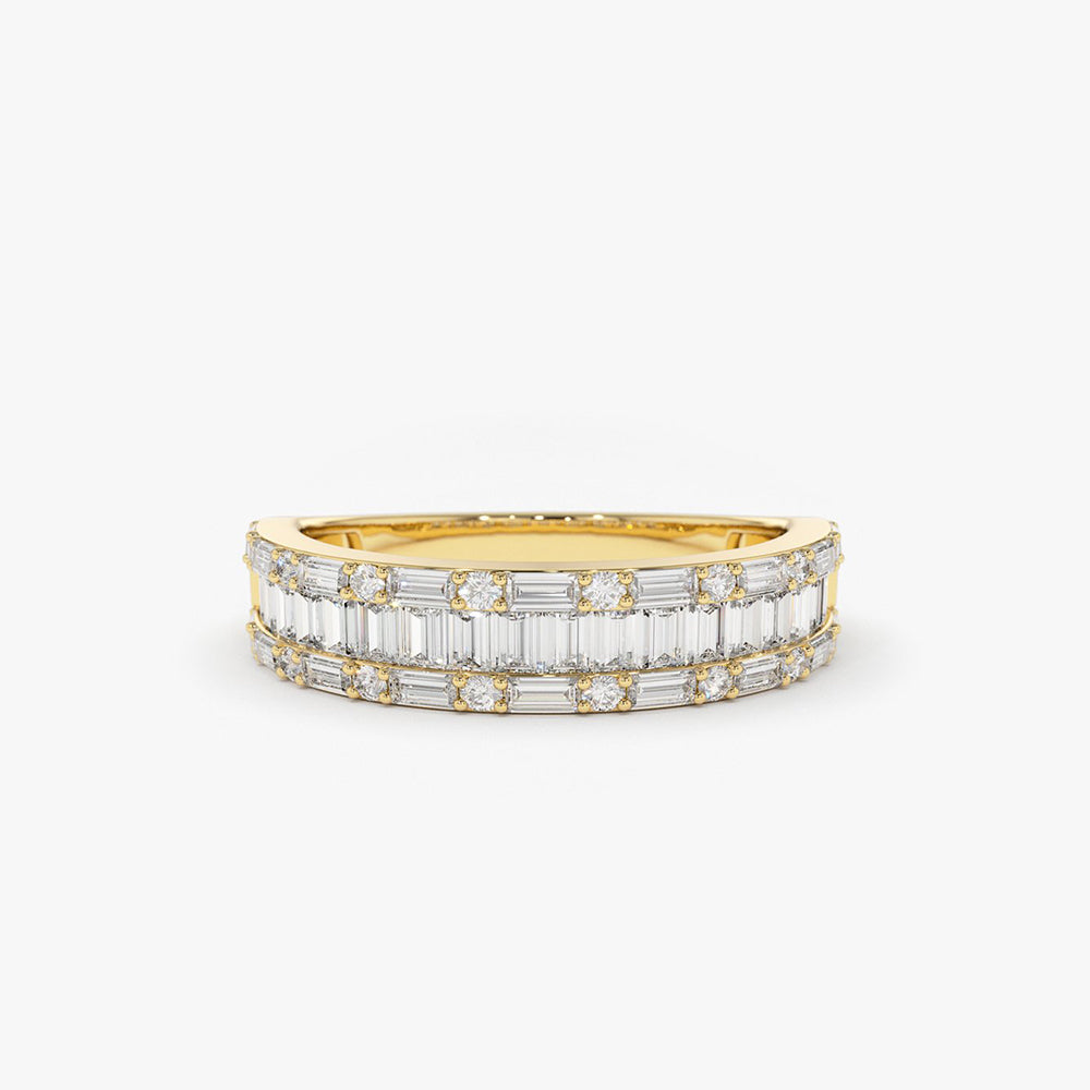 OBFJ1899 - 14K Baguette & Round Diamond Wedding Band 1
