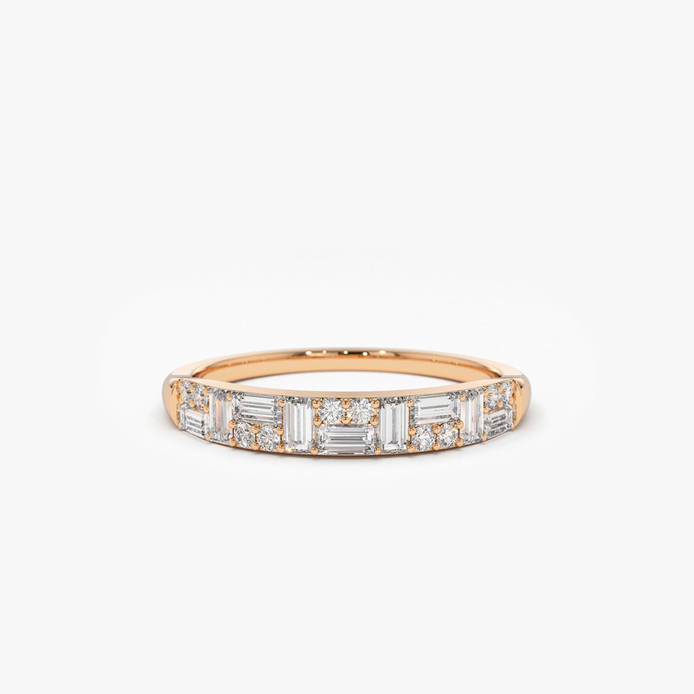 OBFJ1960 - 14k Baguette Diamond Stacking Ring 4