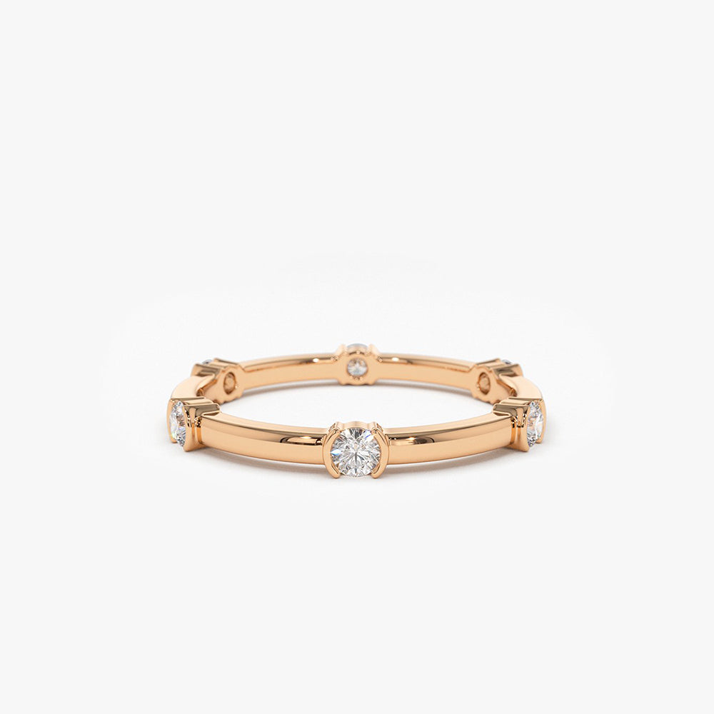 OBFJ1951 - 14k Stackable Half Bezel Diamond Eternity Ring 7