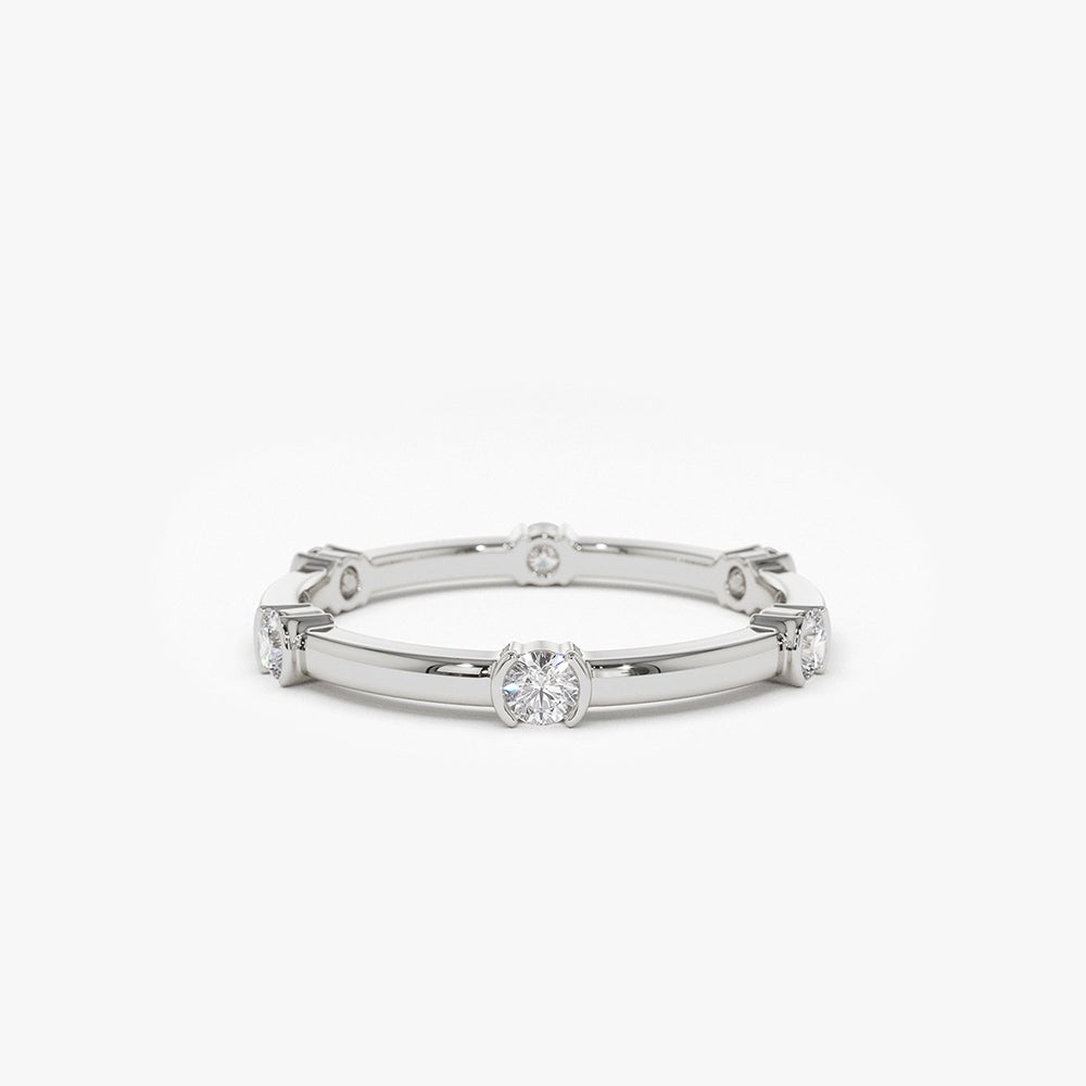 OBFJ1951 - 14k Stackable Half Bezel Diamond Eternity Ring 8