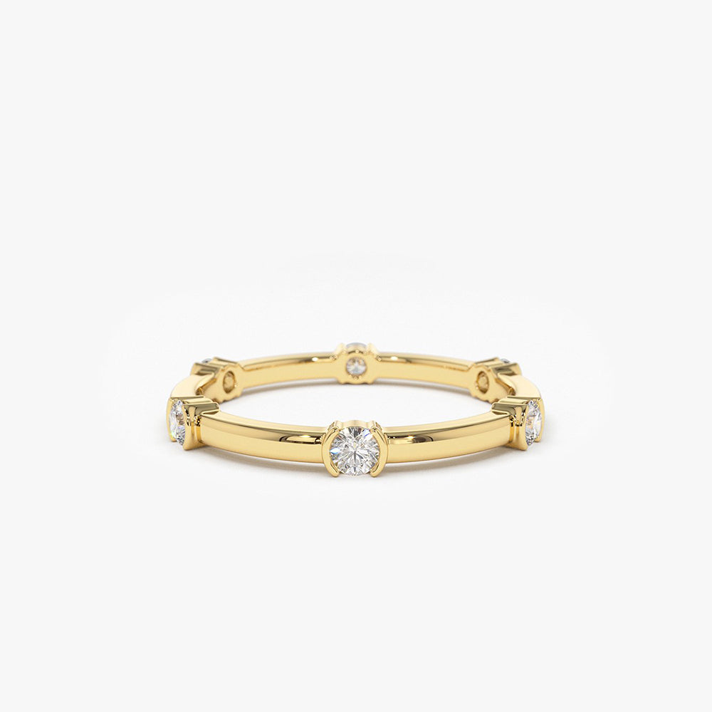 OBFJ1951 - 14k Stackable Half Bezel Diamond Eternity Ring 1