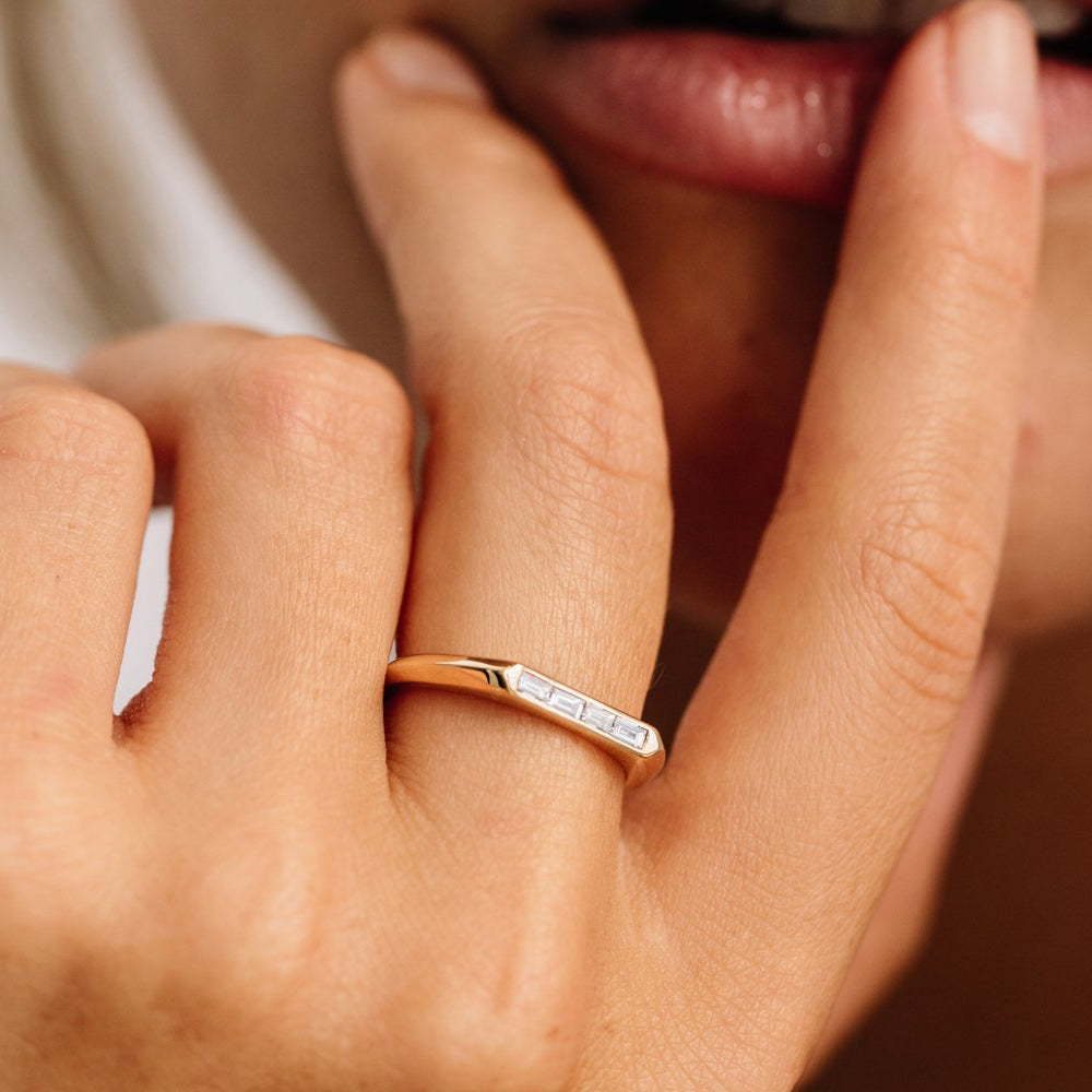 OBFJ2059 - 14k Unique Baguette Stackable Ring 3