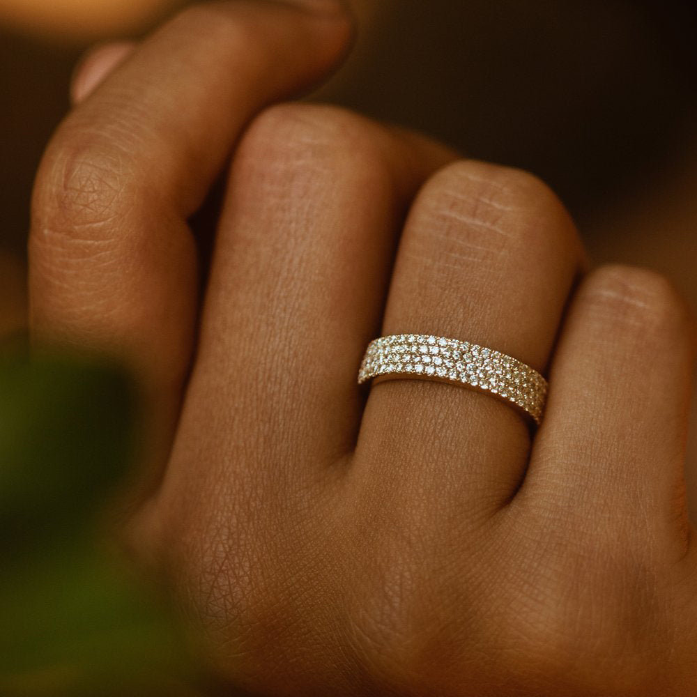 OBFJ2061 - 14k Half Eternity 4 Row Micro Pave Wedding Band 2
