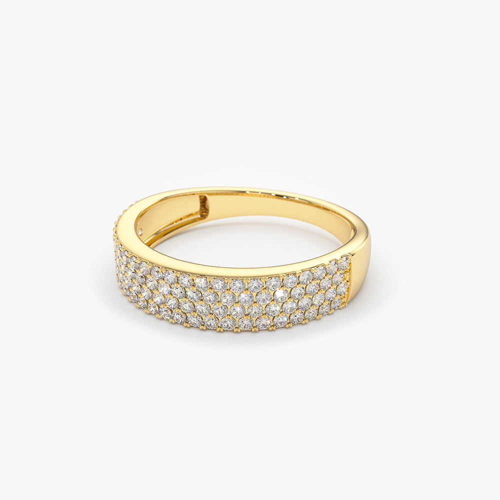 OBFJ2061 - 14k Half Eternity 4 Row Micro Pave Wedding Band 8