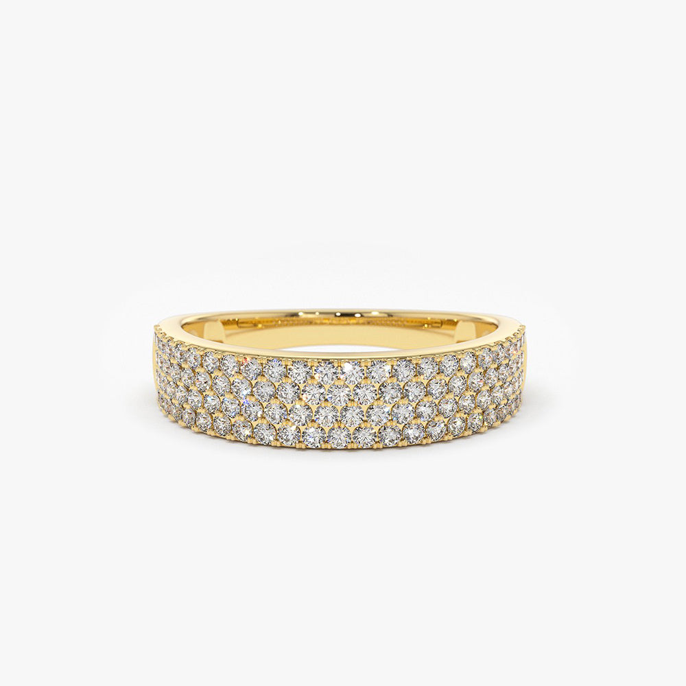 OBFJ2061 - 14k Half Eternity 4 Row Micro Pave Wedding Band 1