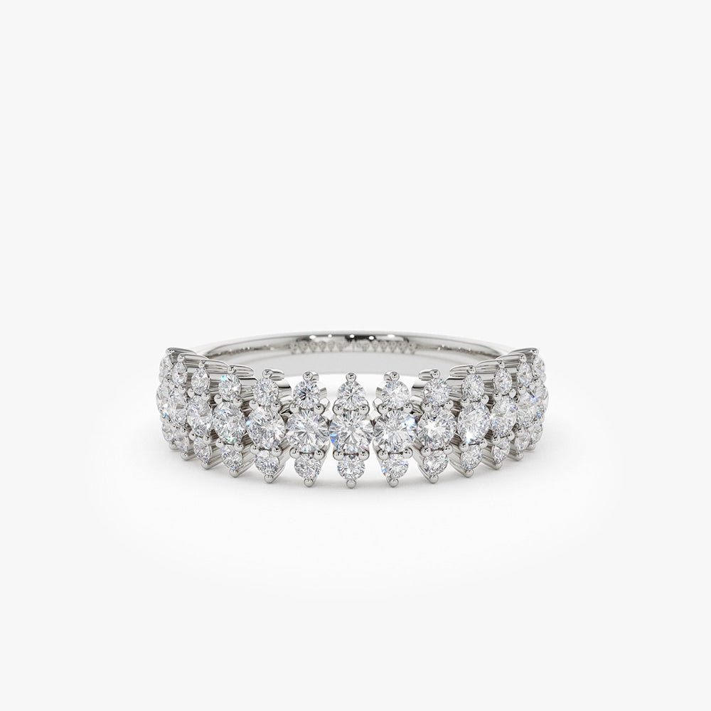OBFJ1990 - 14k Half Eternity Round Diamond Spike Ring 6