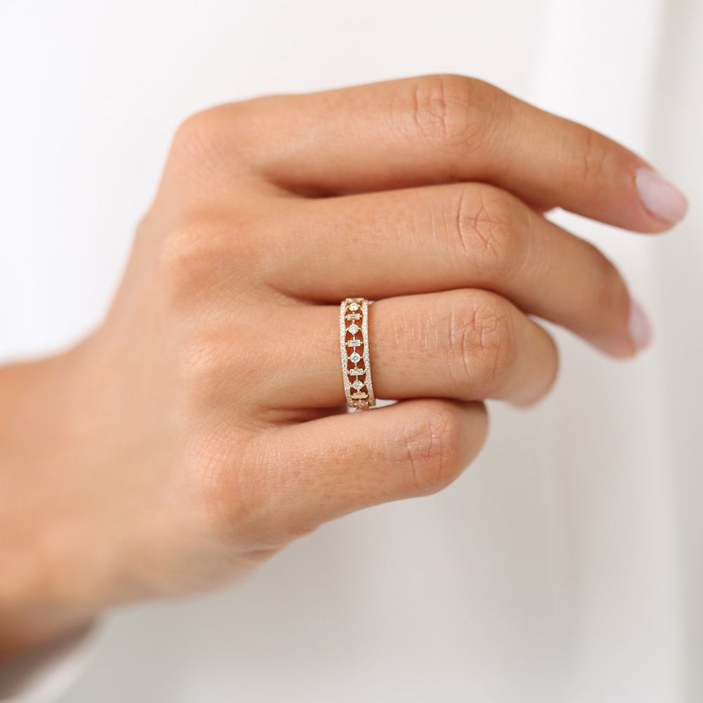 OBFJ1958 - 14K Unique Baguette Diamond Wedding Ring 4