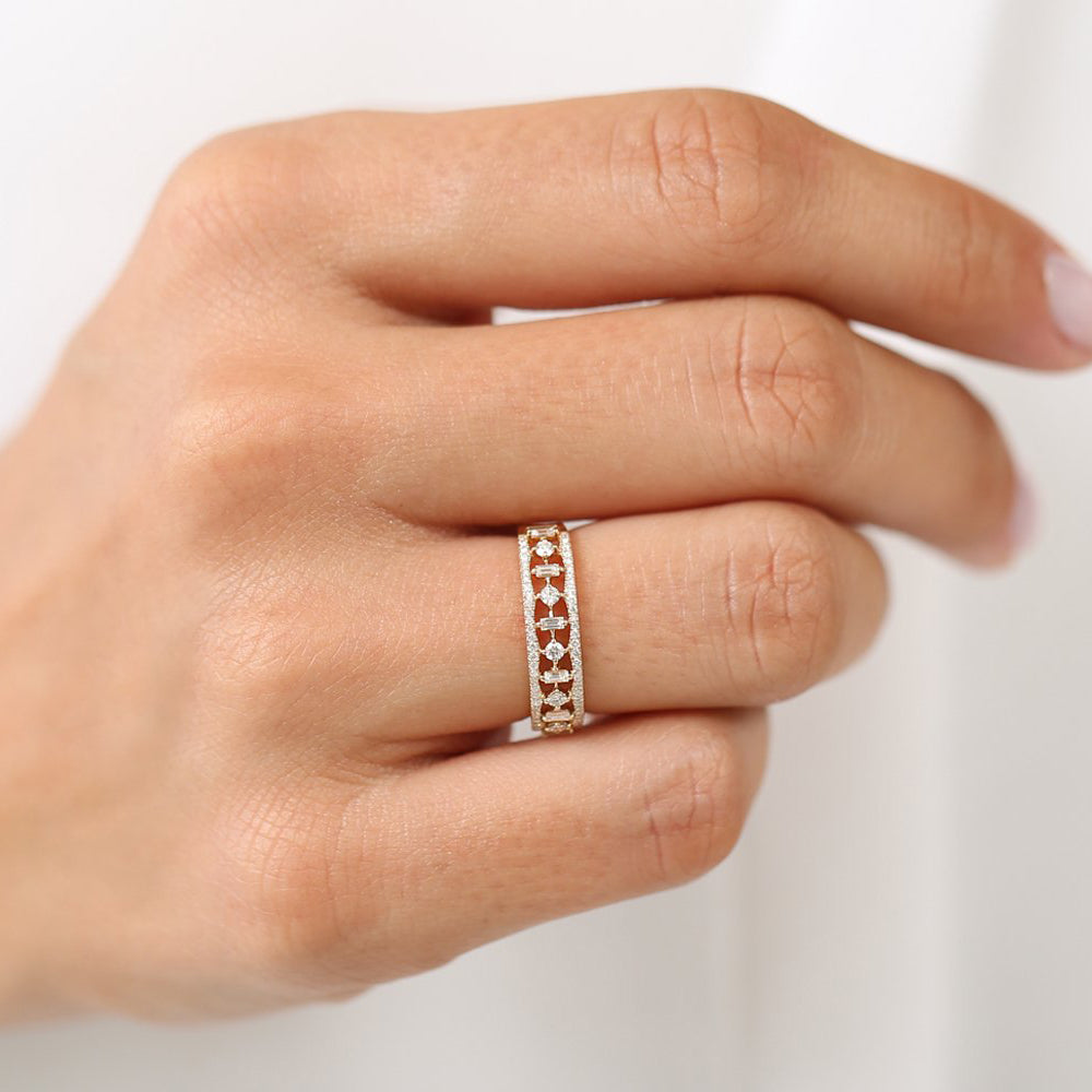 OBFJ1958 - 14K Unique Baguette Diamond Wedding Ring 2