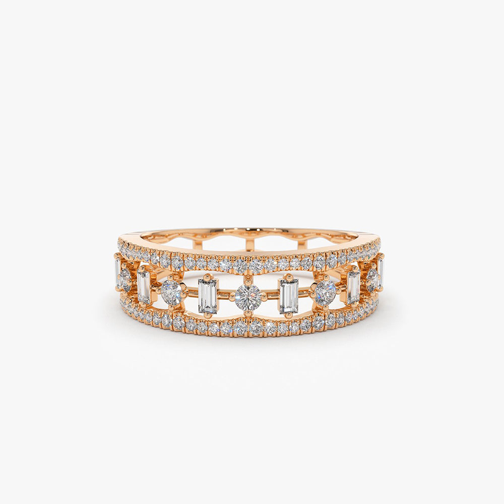 OBFJ1958 - 14K Unique Baguette Diamond Wedding Ring 6