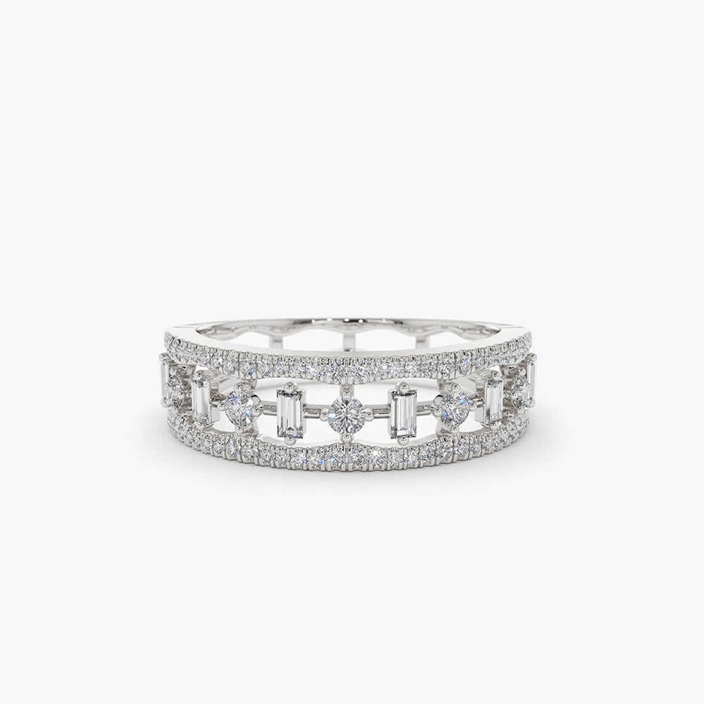 OBFJ1958 - 14K Unique Baguette Diamond Wedding Ring 7