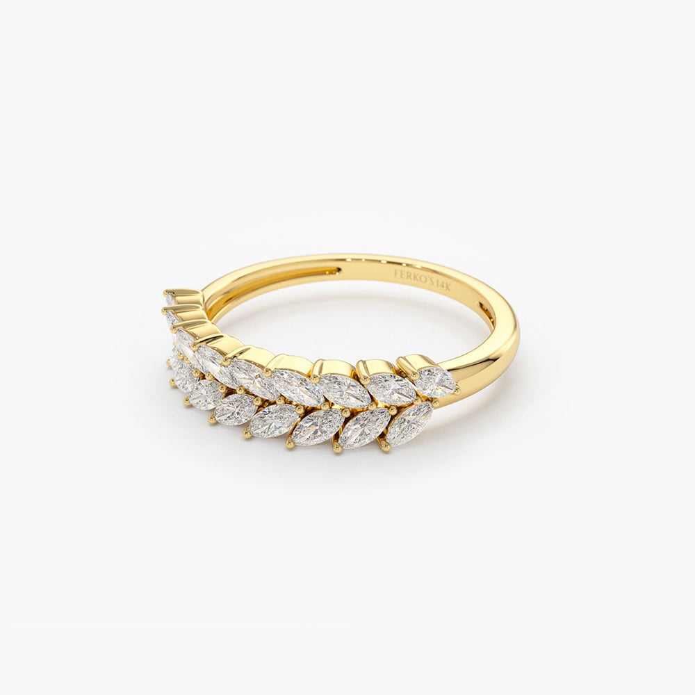 OBFJ2070 - 14k Half Eternity Two Rows Marquise Diamond Band 8