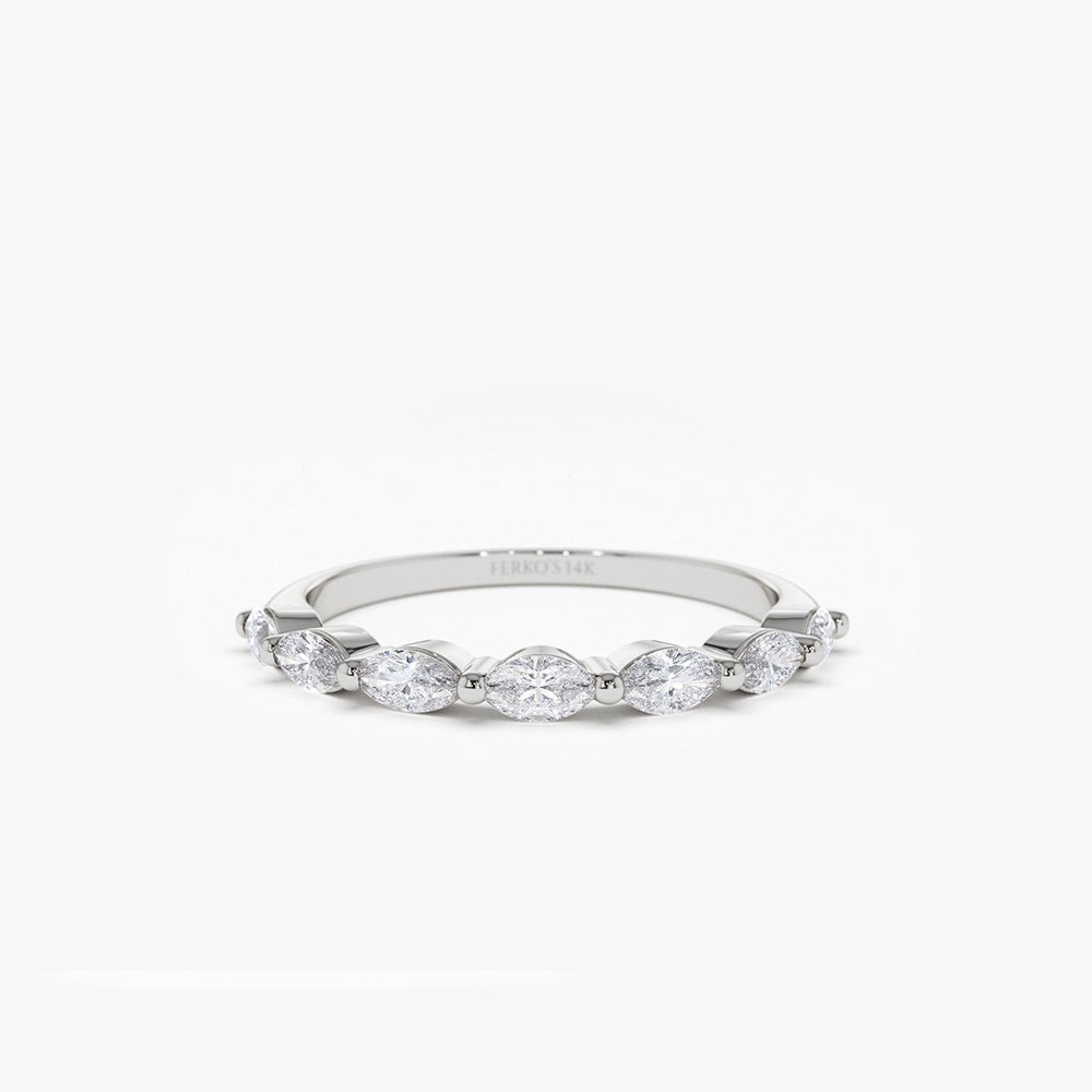 OBFJ2002 - 14k Marquise Cut Diamond Anniversary Band 7