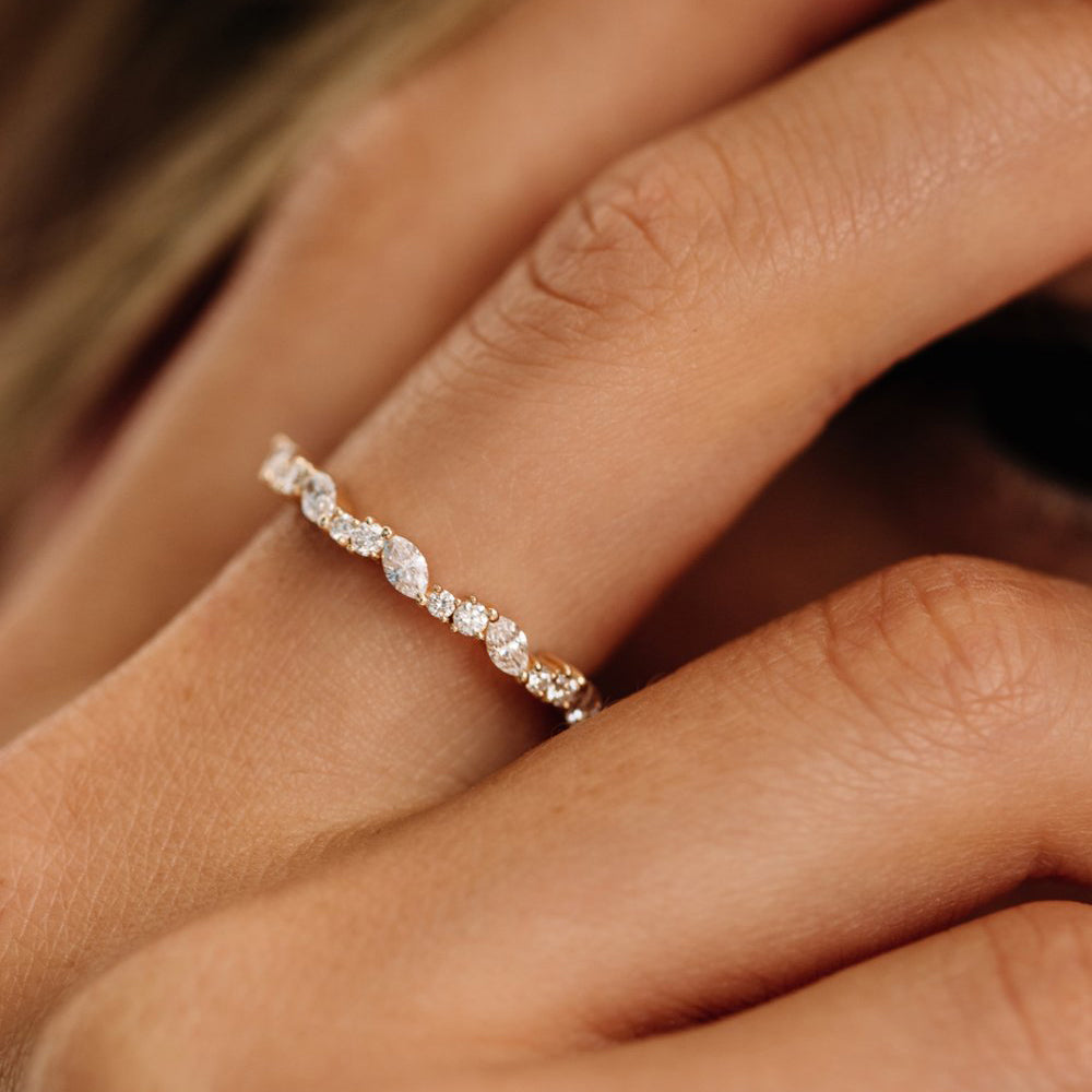 OBFJ1953 - 14k Marquise Cluster Stackable Wedding Ring 2