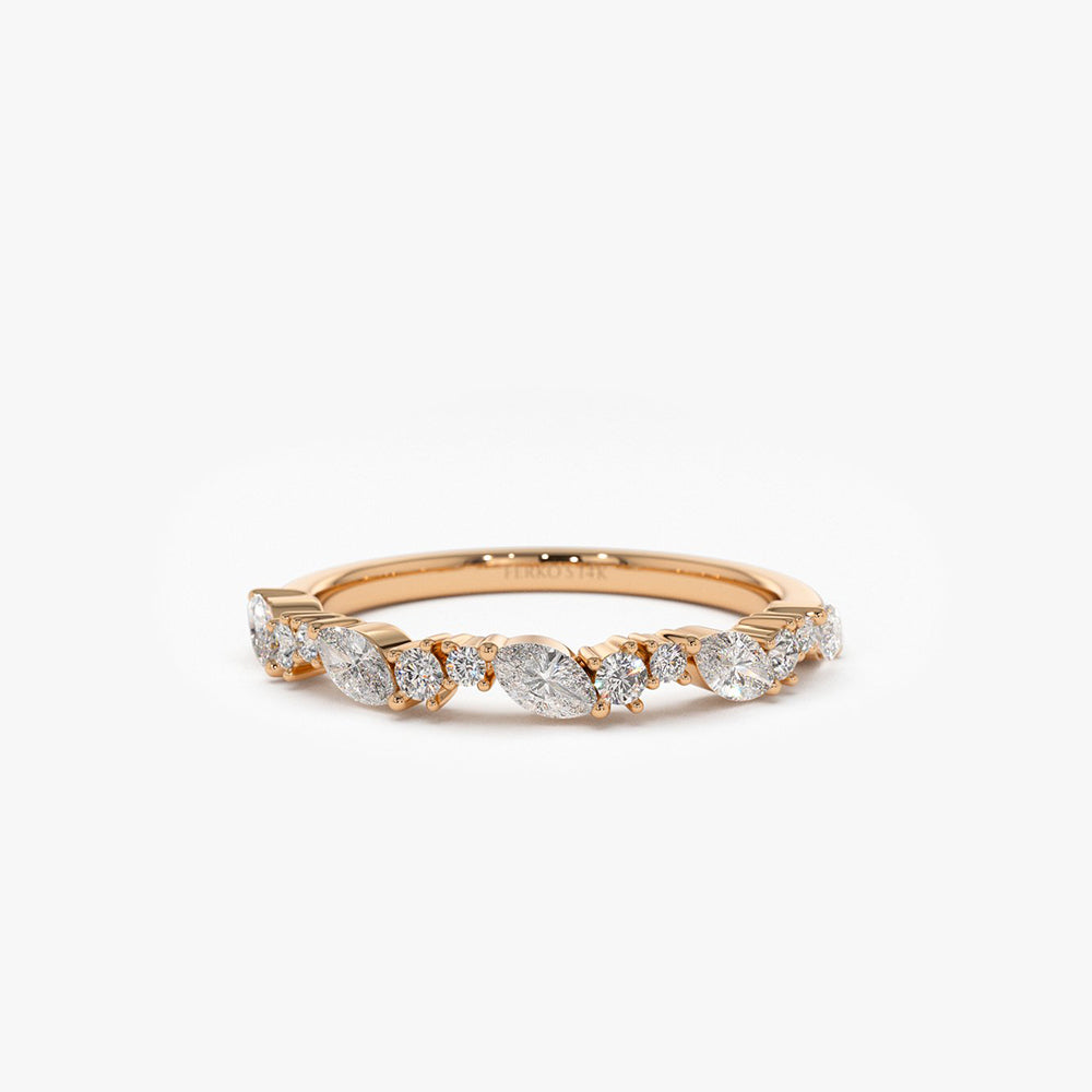 OBFJ1953 - 14k Marquise Cluster Stackable Wedding Ring 7