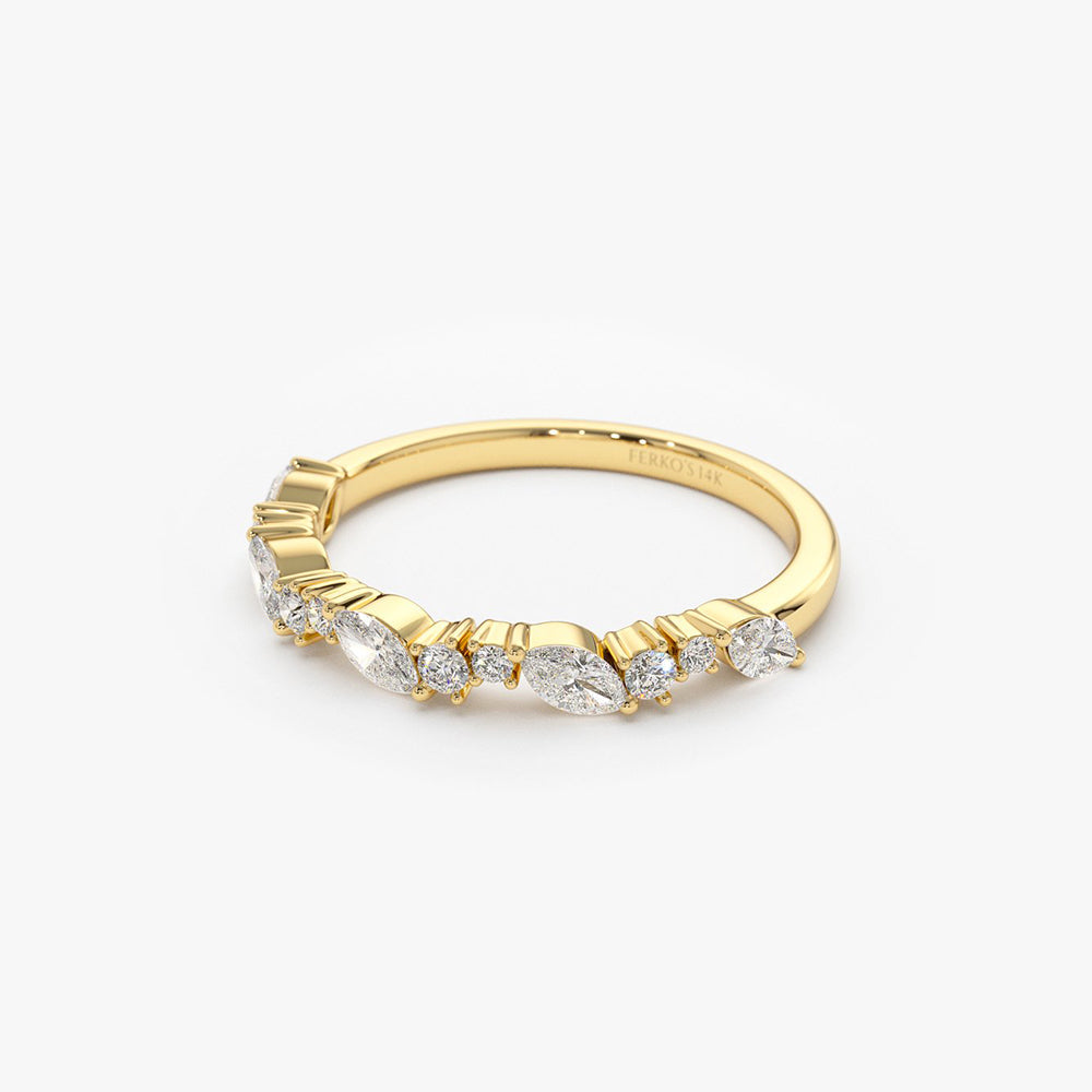 OBFJ1953 - 14k Marquise Cluster Stackable Wedding Ring 9
