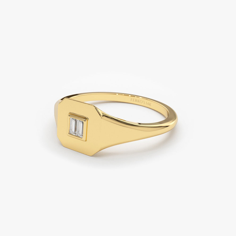 OBFJ1978 - 14k Baguette Diamond Pinky Ring 7