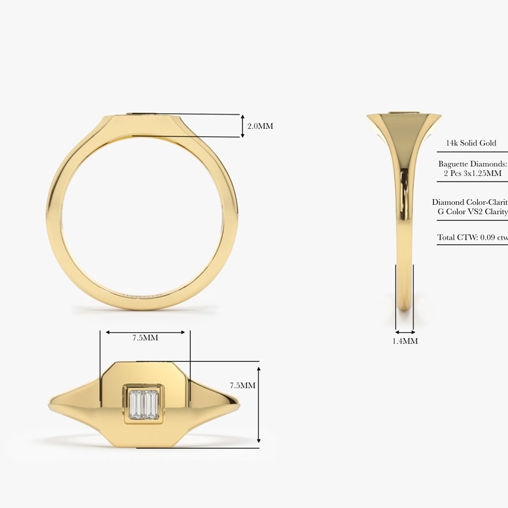 OBFJ1978 - 14k Baguette Diamond Pinky Ring 9