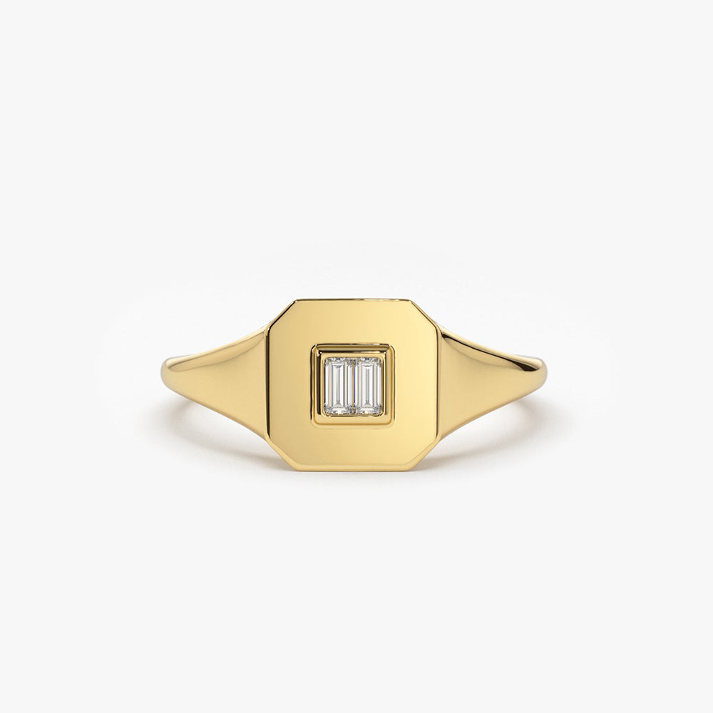 OBFJ1978 - 14k Baguette Diamond Pinky Ring 1