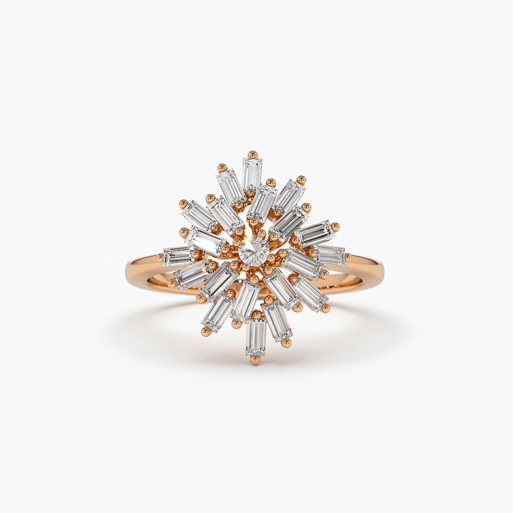 OBFJ1972 - 14K Ballerina Baguette Diamond Cluster Ring 6