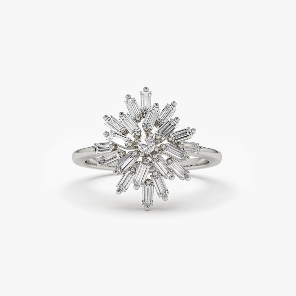 OBFJ1972 - 14K Ballerina Baguette Diamond Cluster Ring 7