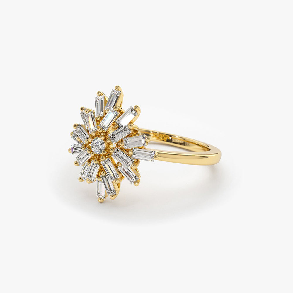 OBFJ1972 - 14K Ballerina Baguette Diamond Cluster Ring 9