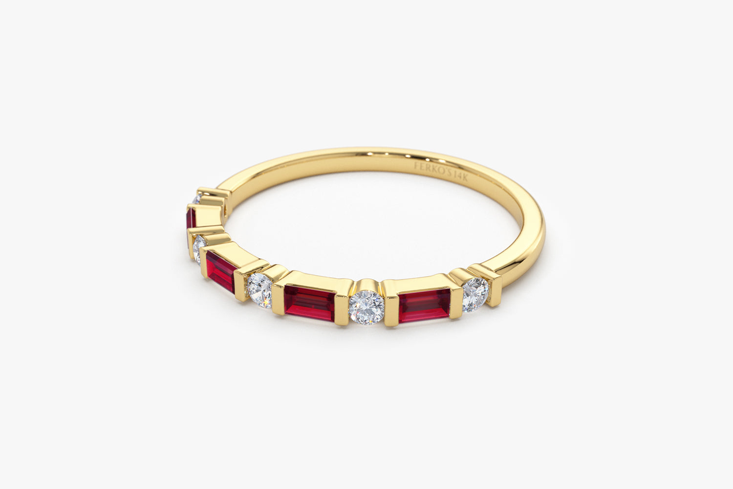 OBFJ2004 - 14k Ruby Baguette and Diamond Stackable Wedding Ring 8